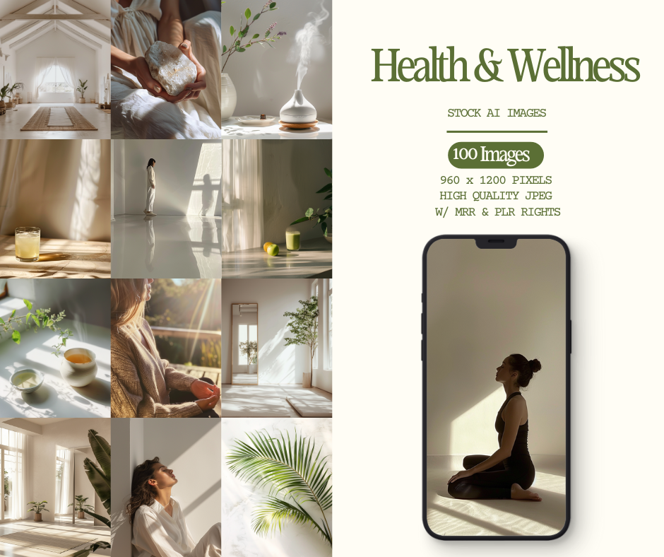 100 Health and Wellness AI Stock Images by Compass Point Digital, a curated collection of high-quality, AI-generated visuals showcasing health, fitness, and wellness themes, ideal for content creators, marketers, and businesses seeking unique imagery for their projects.