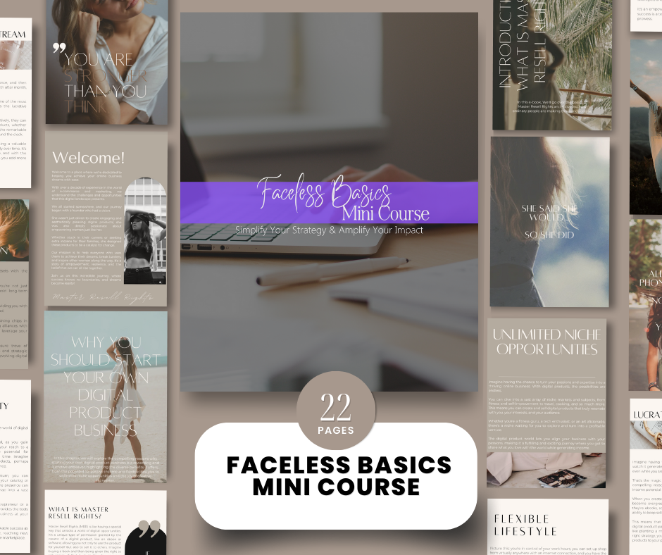 Collection of digital course mockups showcasing modules such as 'Branding Basics' and 'Email Marketing,' emphasizing the bundle's comprehensive content.