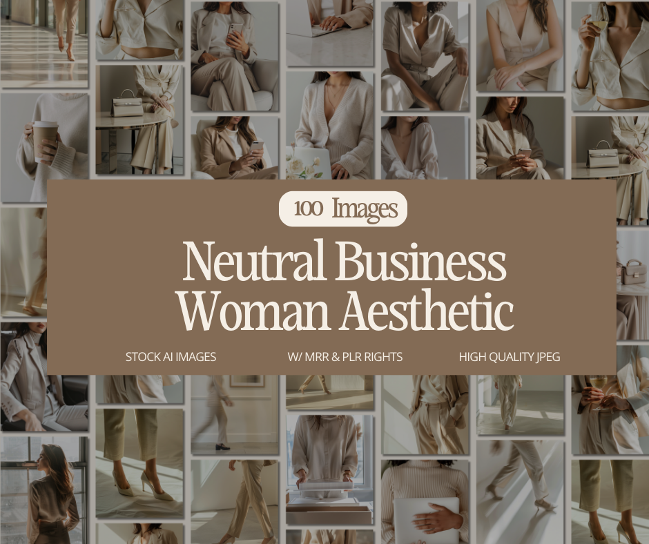 Neutral Business Woman Aesthetic Collection by Compass Point Digital, a curated set of stylish and professional visuals featuring women in business settings, ideal for enhancing branding, marketing materials, and social media content with a modern and neutral aesthetic.