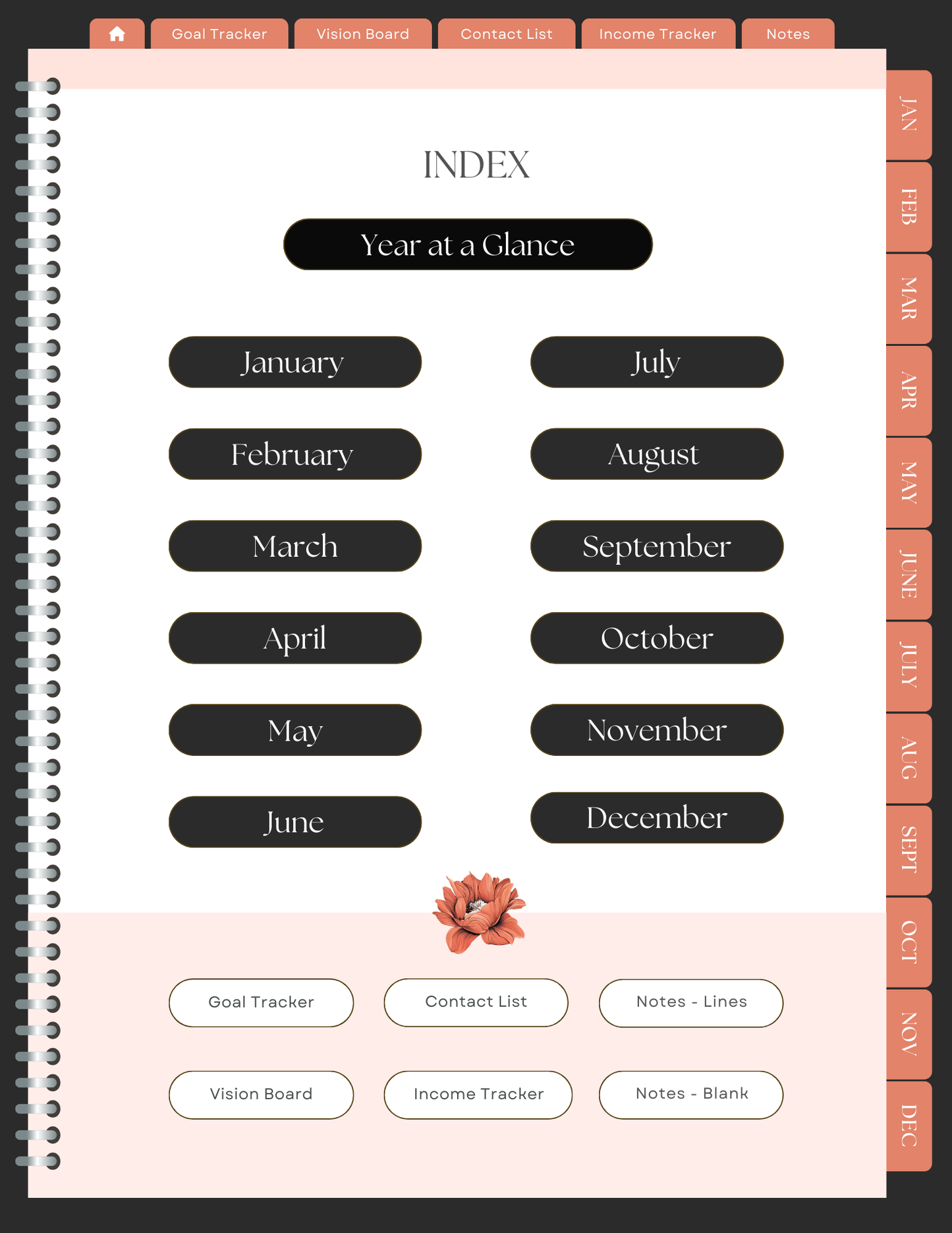 Hibiscus Floral 2025 Digital Planner