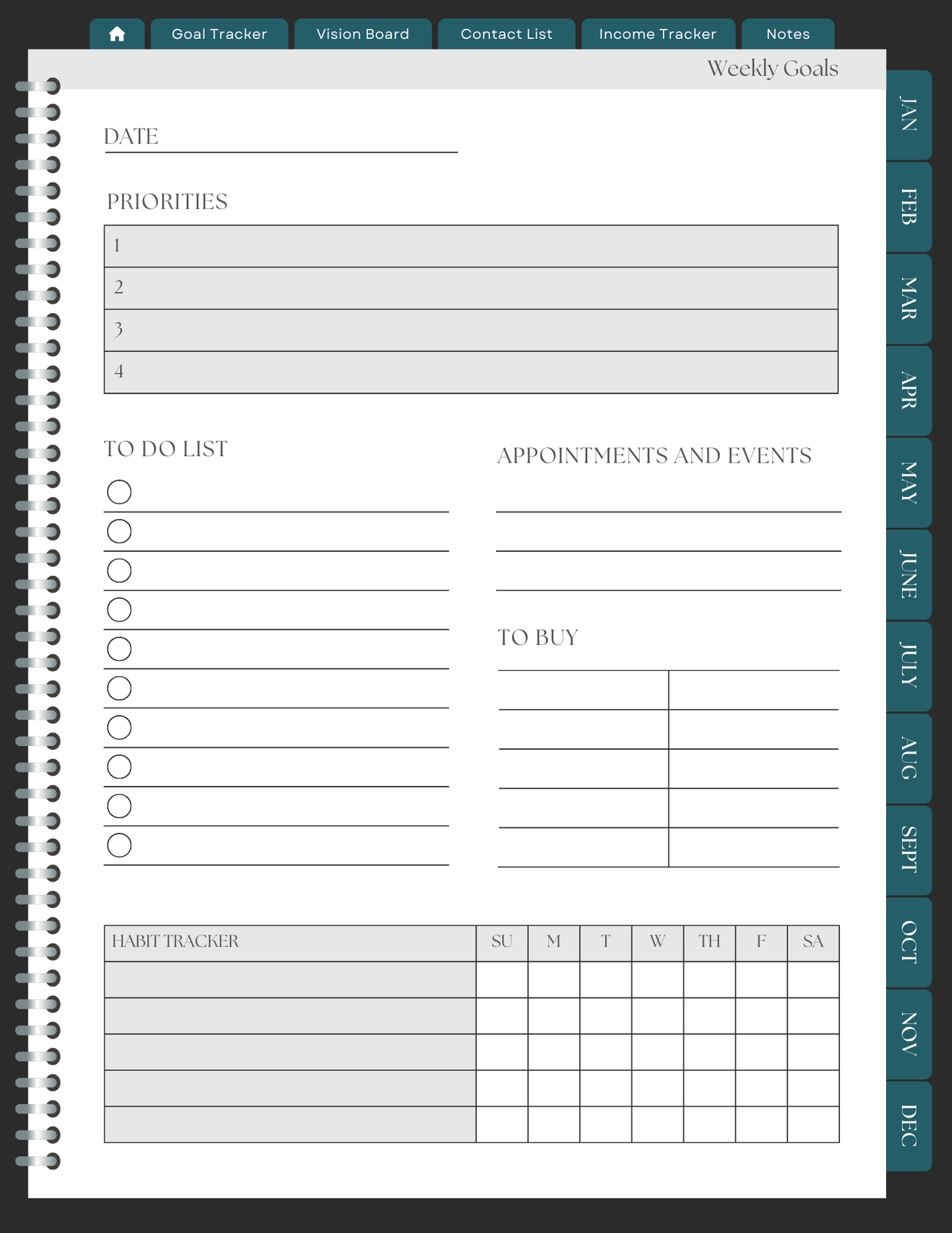 Coral Floral 2025 Digital Planner