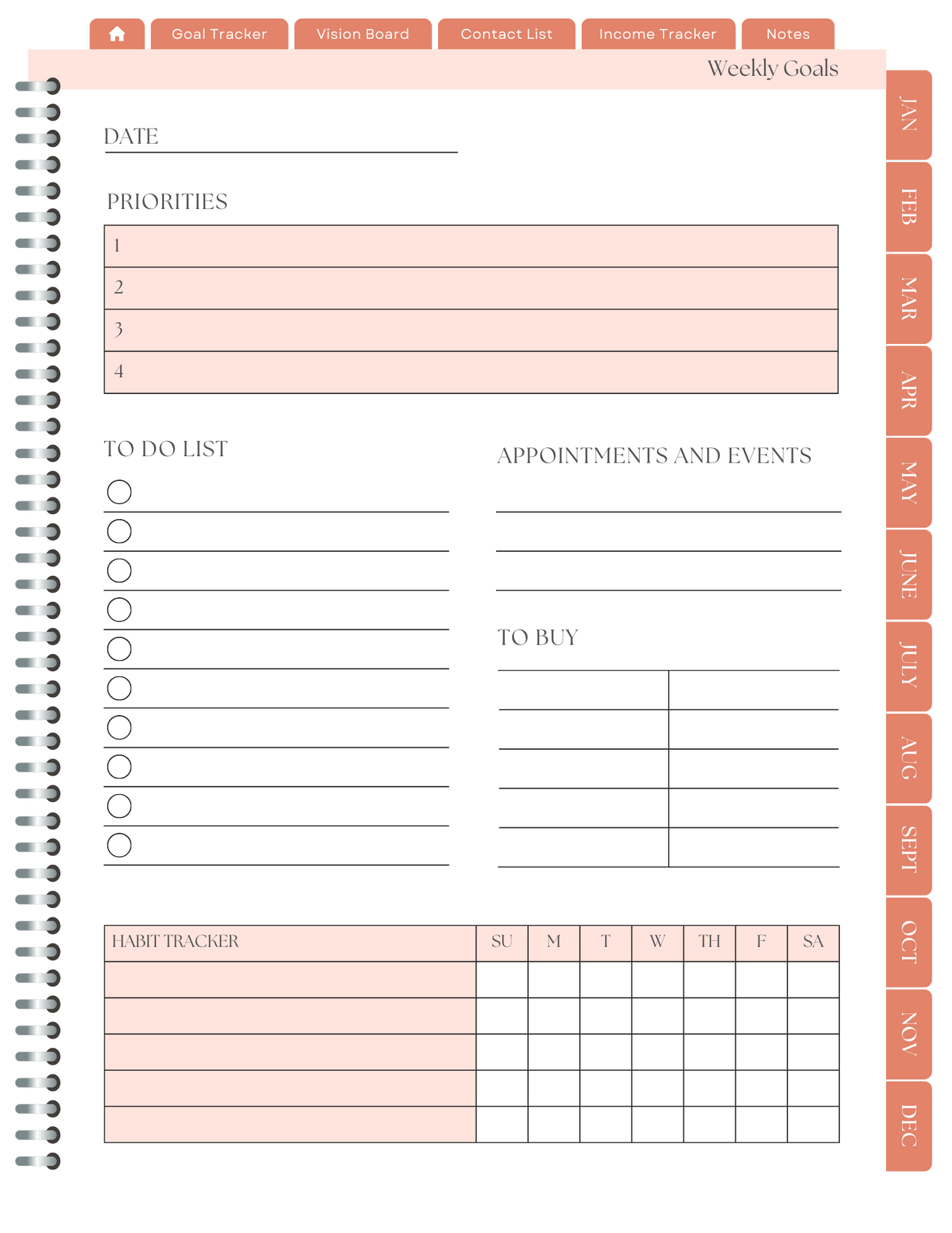 Orange Floral 2025 Digital Planner