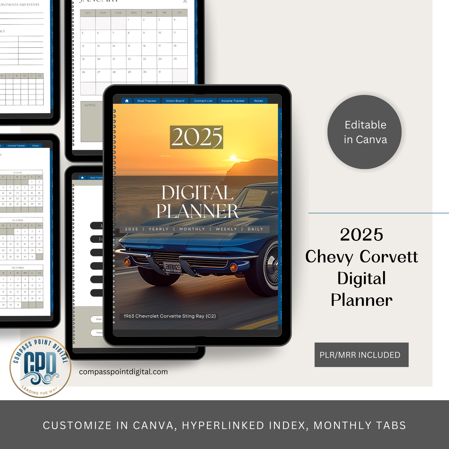1963 Chevy Corvett Stingray (C2) 2025 Digital Planner