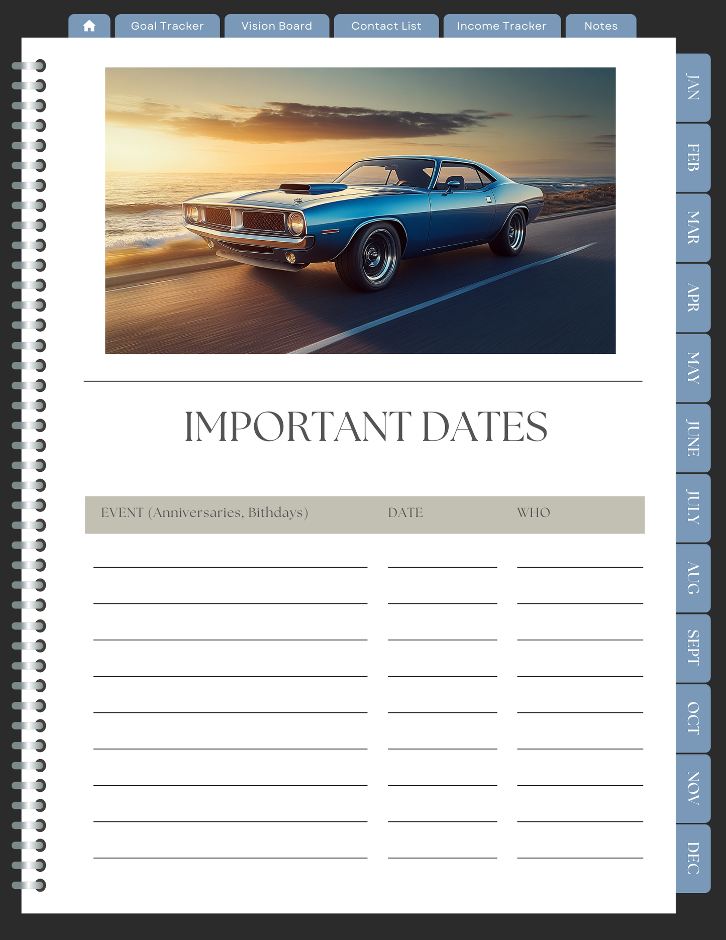 1970 Plymouth HEMI Cuda 2025 Digital Planner