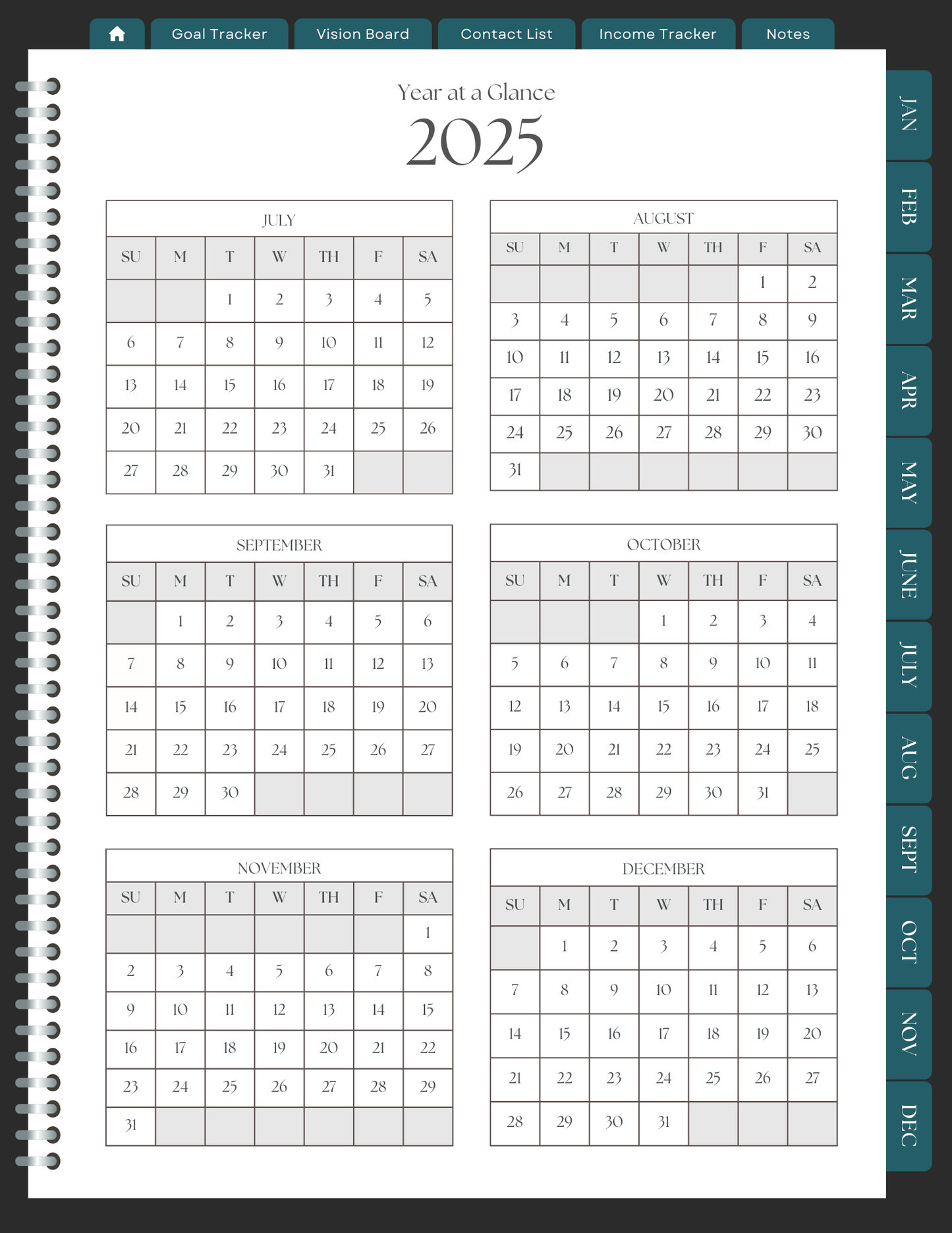 Coral Floral 2025 Digital Planner