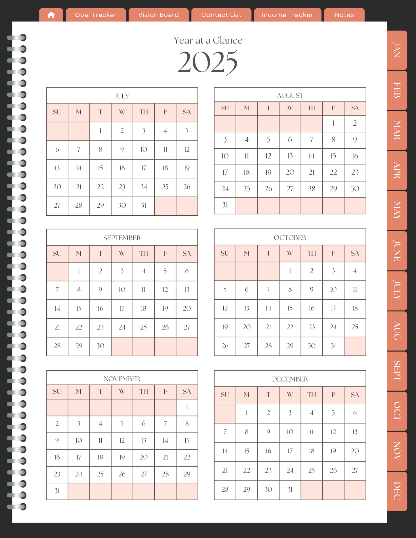 Hibiscus Floral 2025 Digital Planner