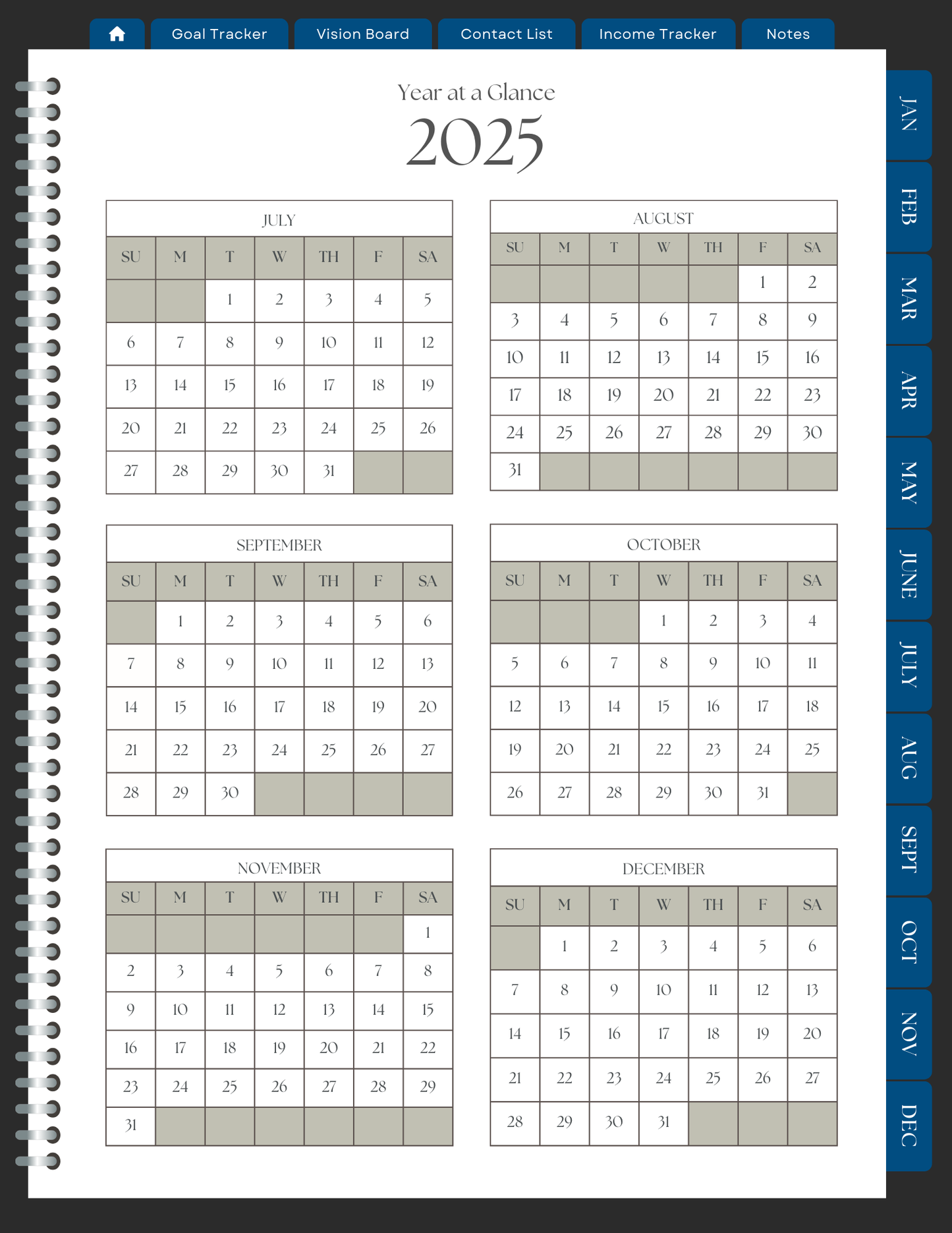 1963 Chevy Corvett Stingray (C2) 2025 Digital Planner