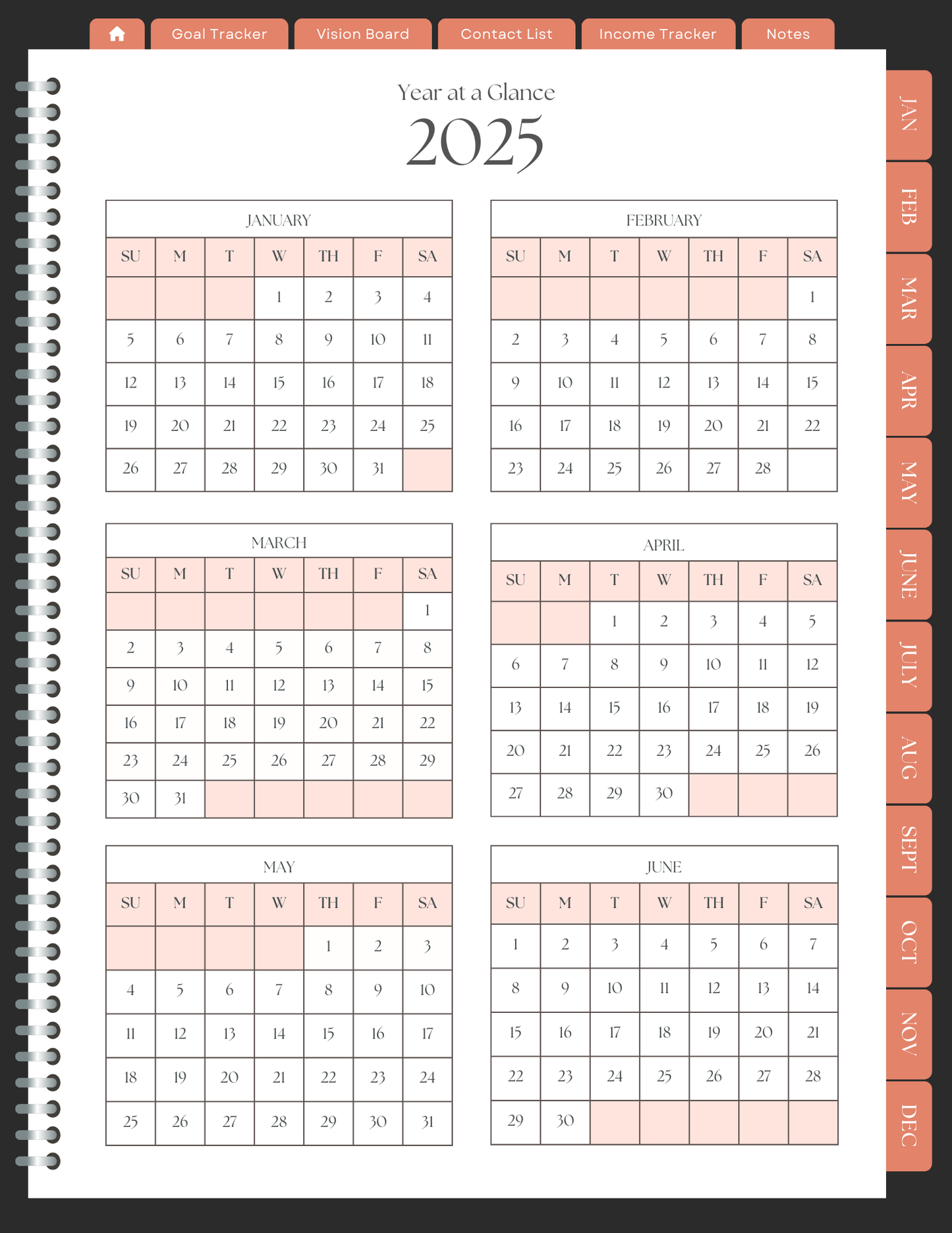 Hibiscus Floral 2025 Digital Planner