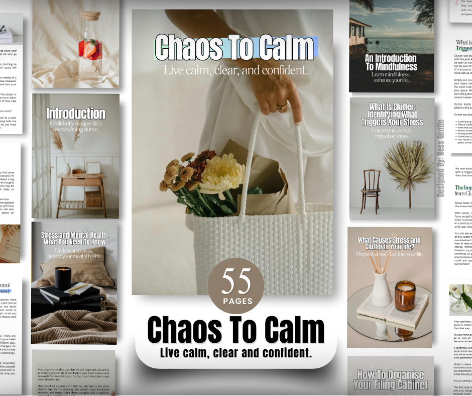 Chaos to Calm by Compass Point Digital, a transformative guide designed to help individuals organize their lives, reduce stress, and boost productivity, featuring practical strategies and actionable steps to create balance and clarity in daily routines.
