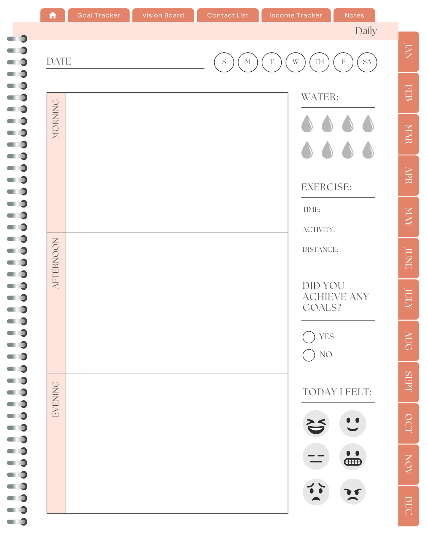 Orange Floral 2025 Digital Planner