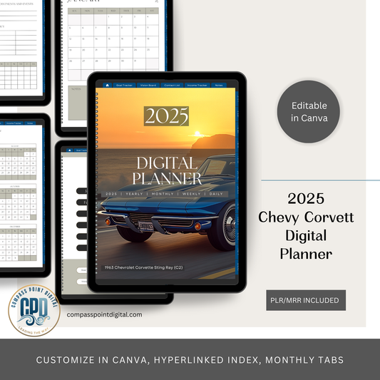 1963 Chevy Corvett Stingray (C2) 2025 Digital Planner
