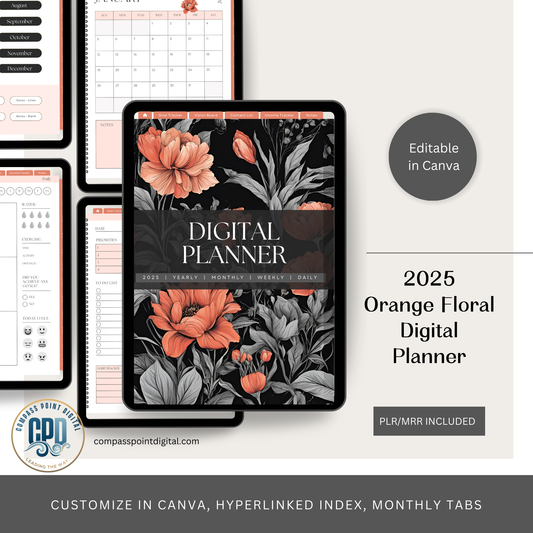 Orange Floral 2025 Digital Planner